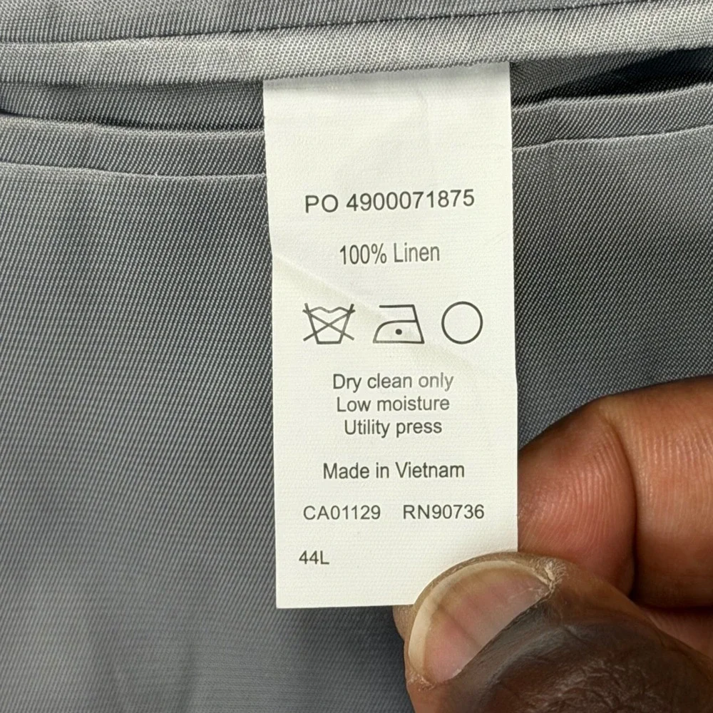 Calvin Klein Blazer Mens‎ 44L Gray Linen Extreme Slim Fit Sport Coat Jacket